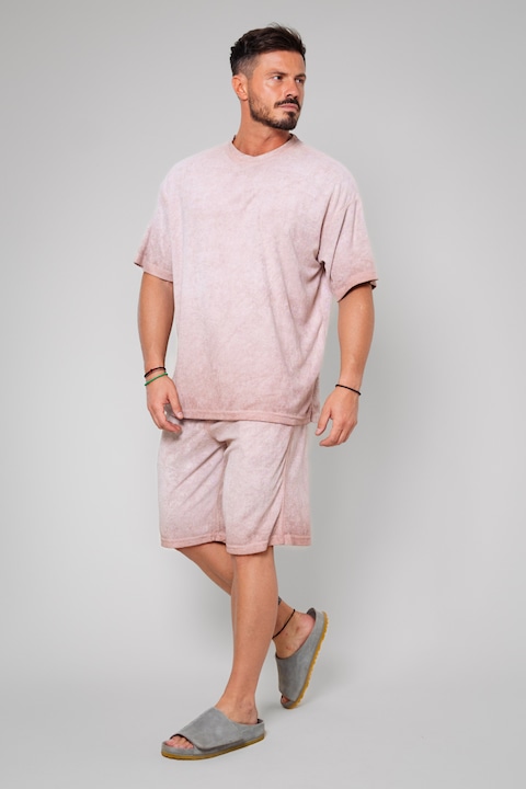 Trening Barbati uFIT - Set Tricou si pantalon scurt Oversized Rose Quartz 12153