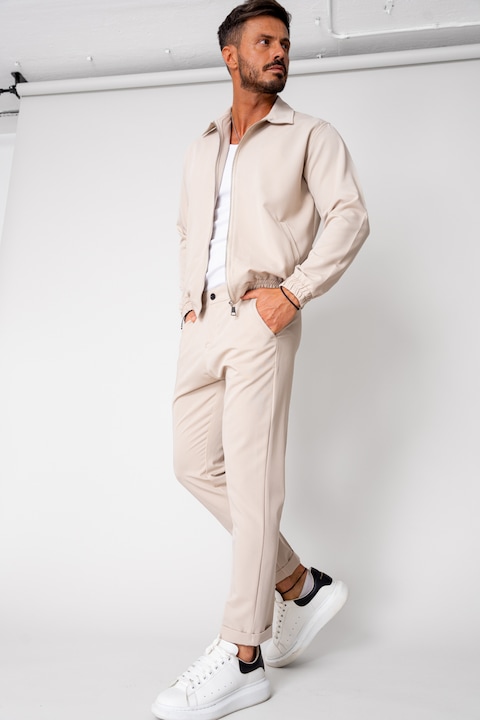 Trening Barbati uFIT - Set Caruso Jacheta cu fermoar si pantalon lung Beige 15634