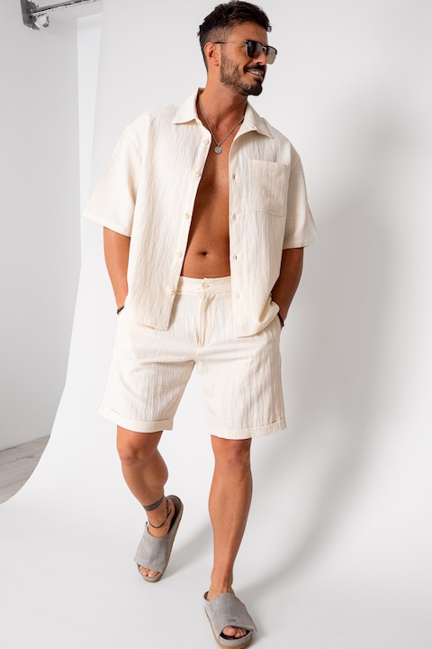 Trening Barbati uFIT - Set Sole camasa si pantalon scurt Beige 16545