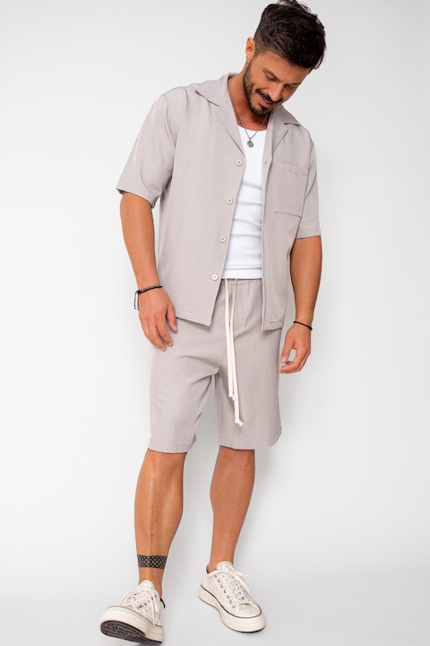 Trening Barbati uFIT - Set camasa maneca scurta si pantalon scurt Taupe 16561