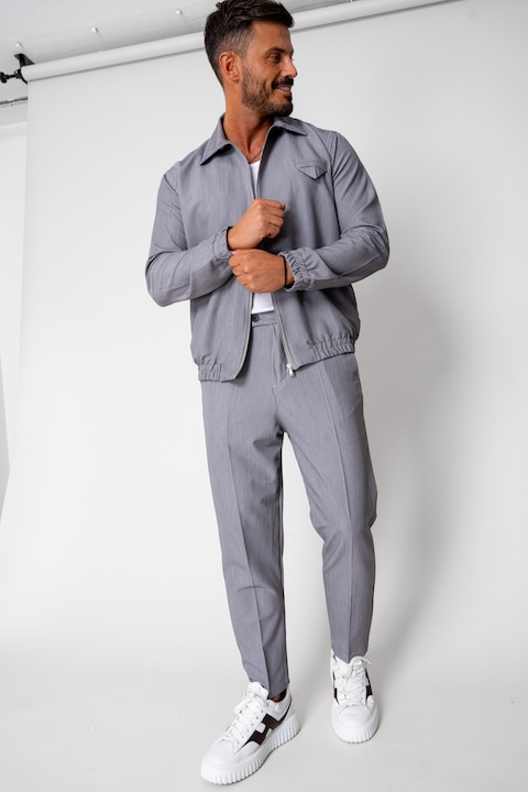 Trening Barbati uFIT - Set Caruso Jacheta fermoar cu buzunar si pantalon lung Grey 15624