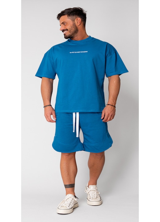 Trening Barbati uFIT - Set Kobe II tricou si pantalon scurt Oversized Peacock Blue 15810