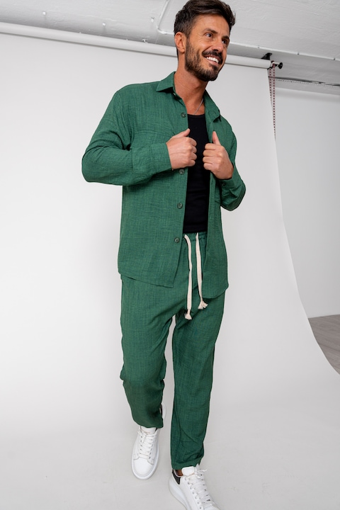 Trening Barbati uFIT - Set camasa si pantalon lung Green 15979