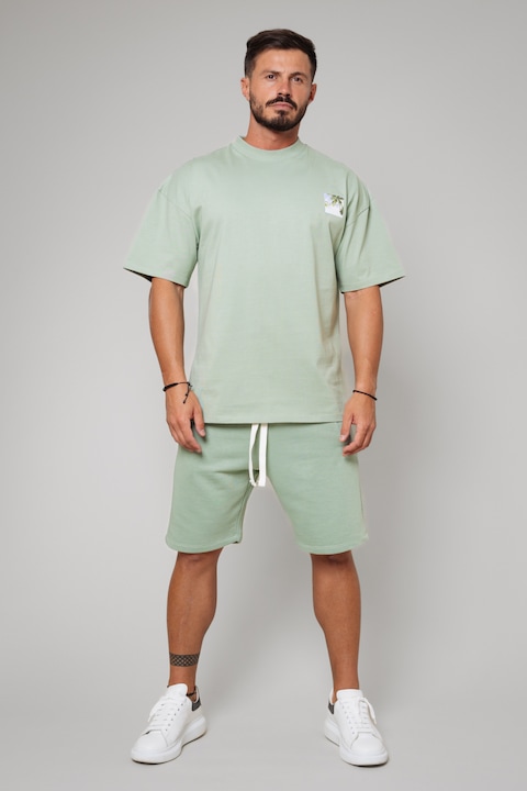 Trening Barbati uFIT - Set LeClub tricou oversized si pantalon scurt Light Olive Light Olive