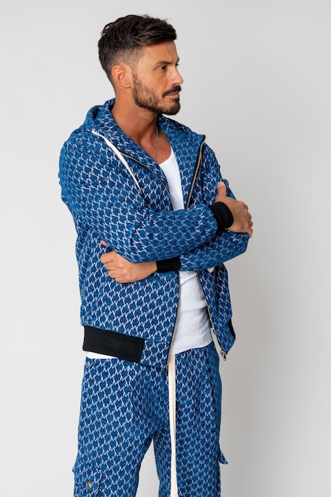 Trening Barbati uFIT - Set Hanorac cu fermoar si Pantalon lung cargo Dark Blue 15346