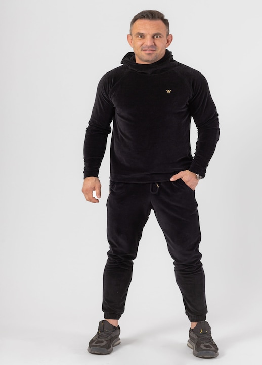 Trening Barbati TRES AMIGOS - Trening cu gluga si pantaloni din catifea neagra M
