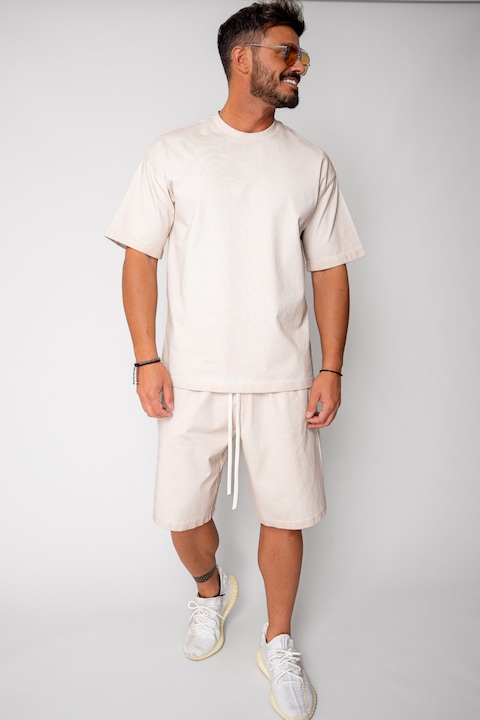 Trening Barbati uFIT - Set tricou si pantalon scurt Light Beige 16990