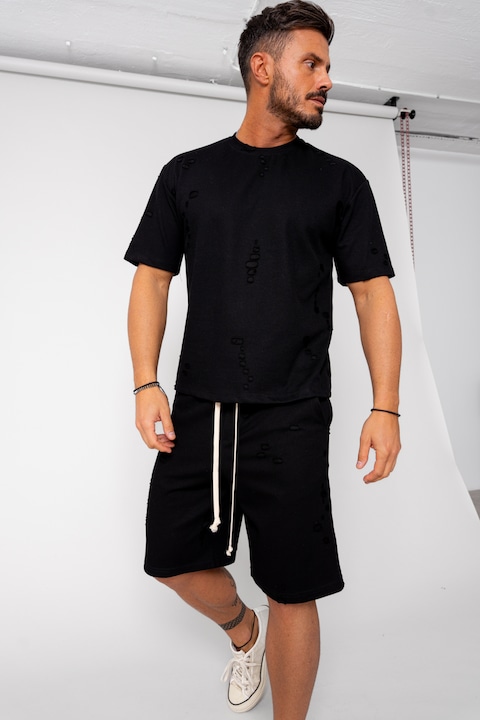 Trening Barbati uFIT - Set Ripped tricou si pantalon scurt Black 15936