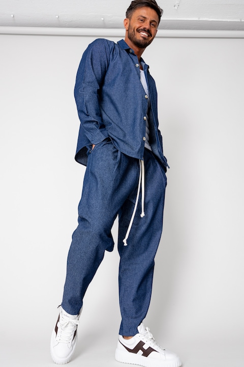 Trening Barbati uFIT - Set Camasa din denim si Pantalon lung Blue 15727