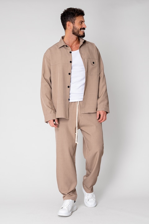 Trening Barbati uFIT - Set camasa si pantalon lung Taupe 15079