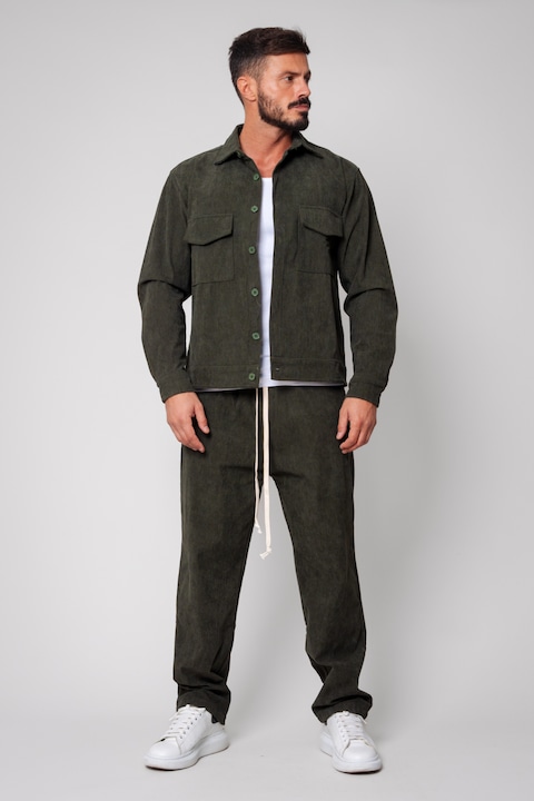 Trening Barbati uFIT - Set Camasa si Pantalon Lung din reiat Kaki 14641