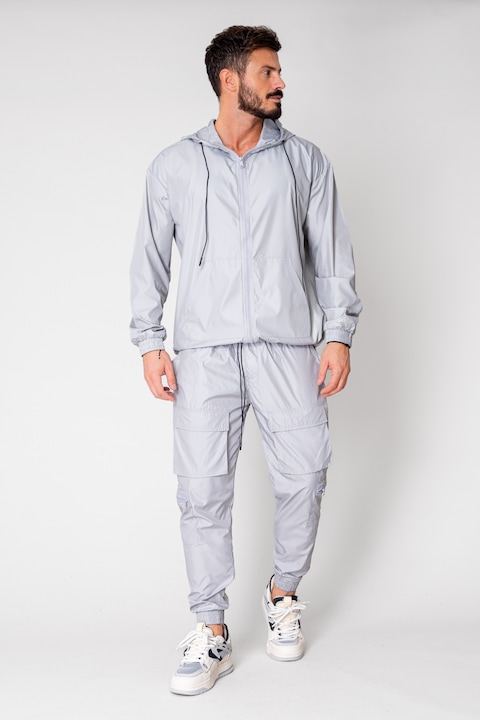 Trening Barbati uFIT - Set Jacheta cu fermoar si pantalon lung din fas Grey 15019