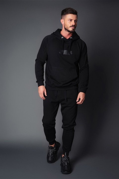 Trening Barbati uFIT - Set Orro hanorac si pantalon conic Black 5787