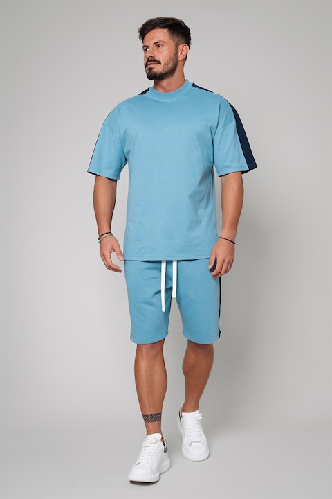 Trening Barbati uFIT - Set de tricou si pantaloni scurti cu garnituri contrastante - 2 piese