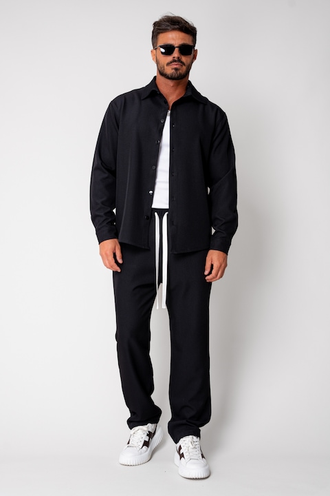 Trening Barbati uFIT - Set camasa si pantalon lung Premium Edition Black 16920