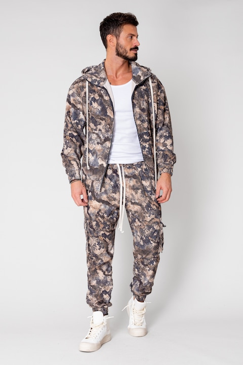 Trening Barbati uFIT - Set Cargo Camouflage Hanorac cu fermoar si pantalon lung 15014