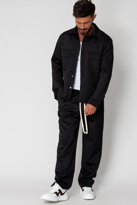 Trening Barbati uFIT - Set Camasa cu buzunare si Pantalon lung Black II 15468