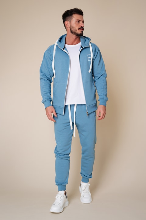 Trening Barbati uFIT - Set Rock hanorac cu fermoar si pantalon conic Storm Blue 9697