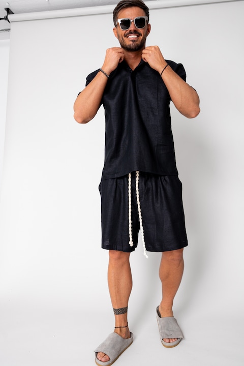 Trening Barbati uFIT - Set din In camasa si pantalon scurt Black 16183