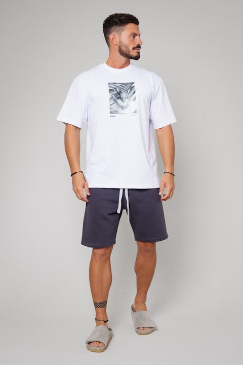 Trening Barbati uFIT - Set tricou imprimat si pantalon scurt White/Grey Anthracite White/Grey Anthracite