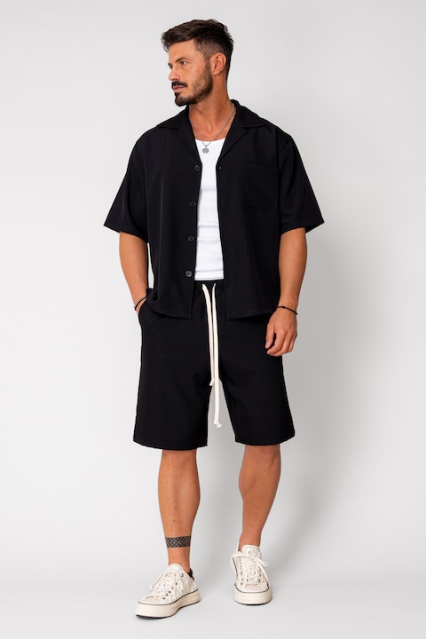 Trening Barbati uFIT - Set camasa maneca scurta si pantalon scurt Black II 16557