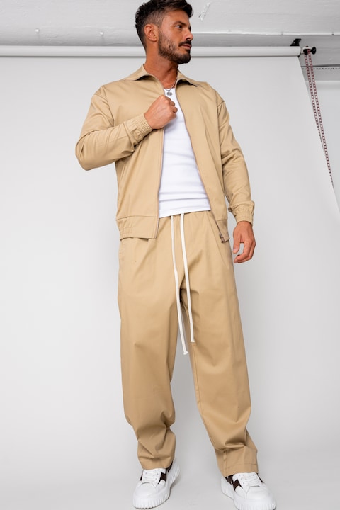 Trening Barbati uFIT - Set Medellin Jacheta cu fermoar si Pantalon lung Beige 15717