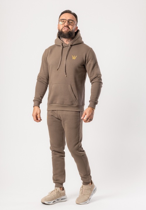 Trening Barbati TRES AMIGOS - Set trening Grizzly Hanorac si pantaloni Maro L