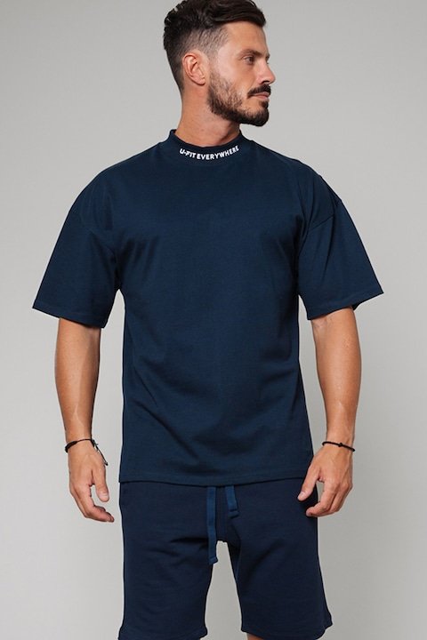 Trening Barbati uFIT - Set de bermude si tricou supradimensionat din amestec de bumbac - 2 piese