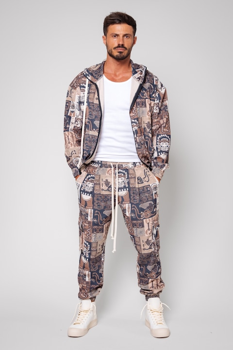 Trening Barbati uFIT - Set Pharaoh Hanorac si pantalon lung Beige 14237