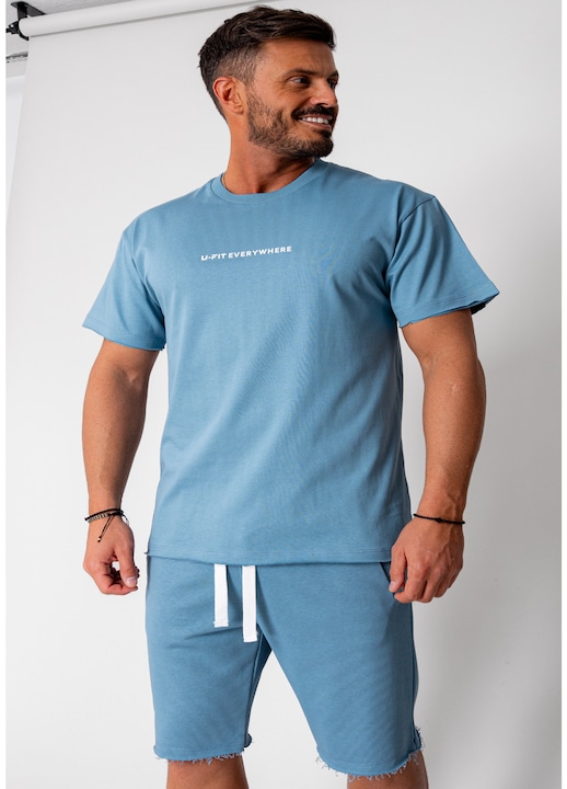 Trening Barbati uFIT - Set Axis tricou si pantalon scurt Storm Blue 15857
