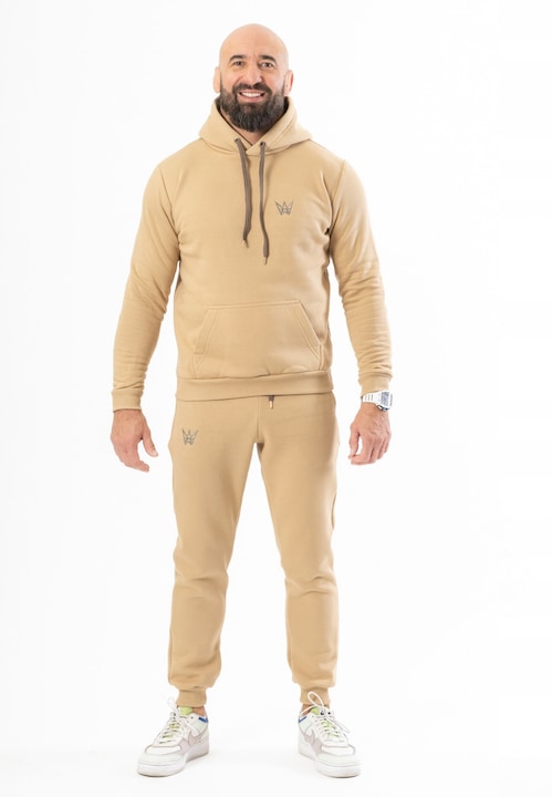 Trening Barbati TRES AMIGOS - Set trening Grizzly cu gluga si pantaloni bej S
