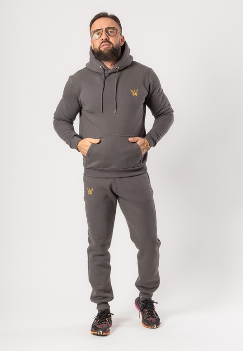 Trening Barbati TRES AMIGOS - Set trening cu gluga si pantaloni gri XL
