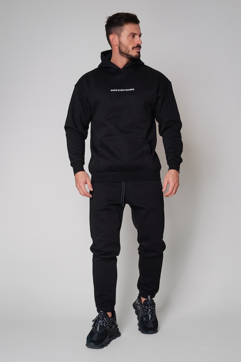 Trening Barbati uFIT - Set Winter Easy hanorac si pantalon Oversized Black 8944