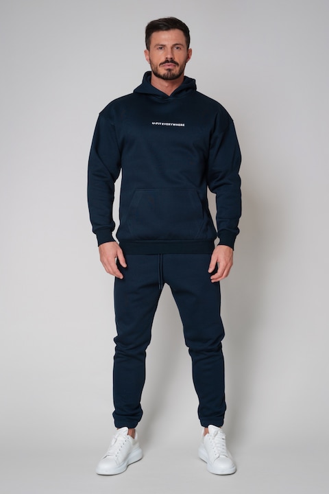 Trening Barbati uFIT - Set Winter Easy hanorac si pantalon Oversized Navy Bleumarin XL INTL