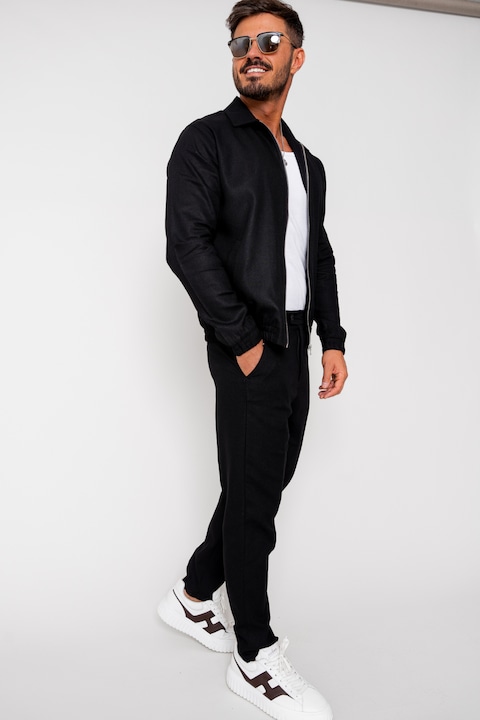 Trening Barbati uFIT - Set Toscano Jacheta cu fermoar si pantalon lung Black 16481