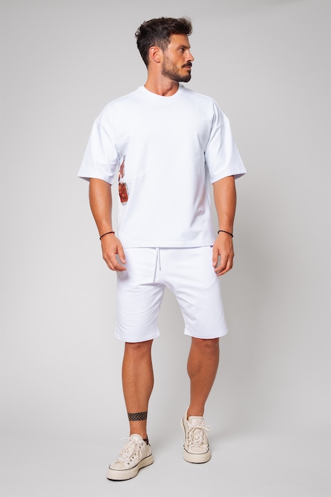 Trening Barbati uFIT - Set de tricou cu model grafic si bermude