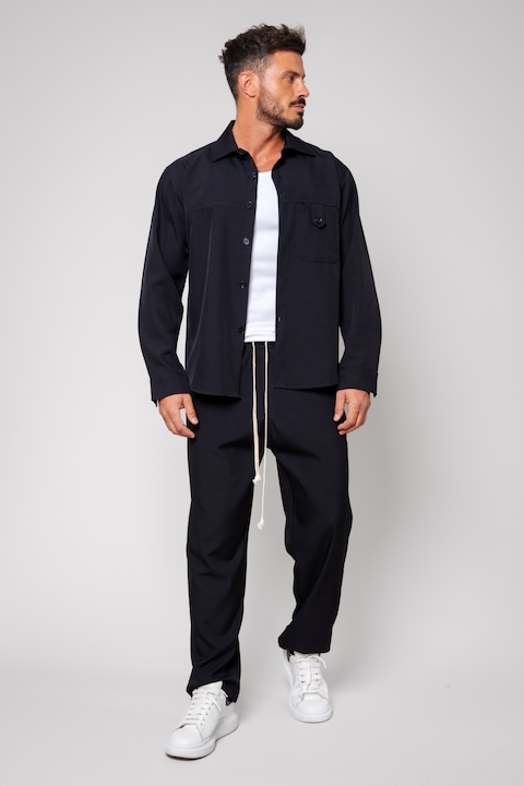 Trening Barbati uFIT - Set camasa cu nasturi si pantalon lung Black 14323