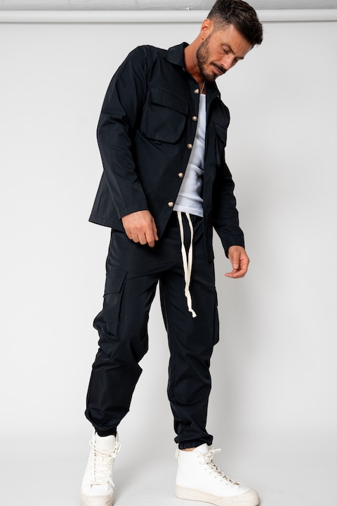 Trening Barbati uFIT - Set Cargo Camasa cu buzunare si Pantalon lung Black 15382