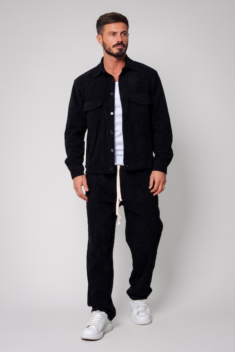 Trening Barbati uFIT - Set Camasa si Pantalon Lung din reiat Black 14649