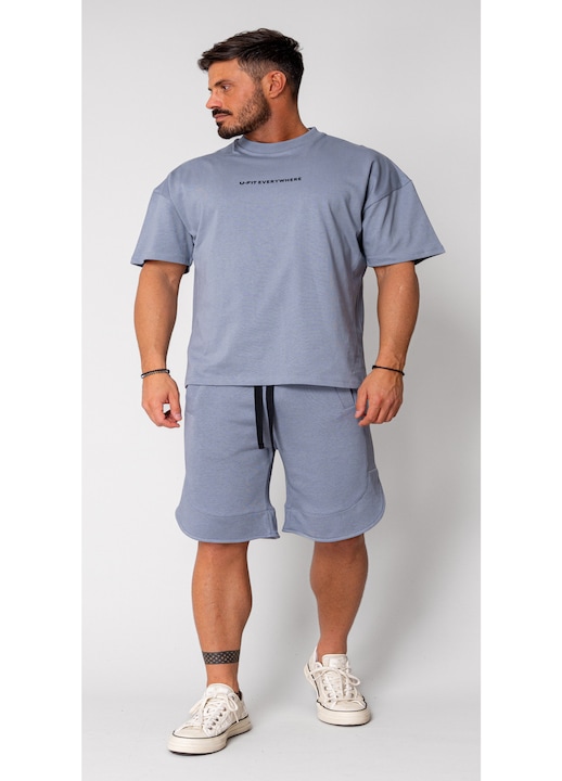 Trening Barbati uFIT - Set Kobe II tricou si pantalon scurt Oversized Grey 15818