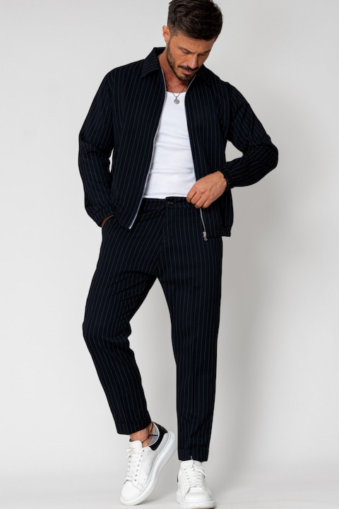 Trening Barbati uFIT - Set Caruso Stripes Jacheta cu fermoar si pantalon lung Navy 15320