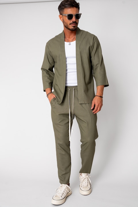 Trening Barbati uFIT - Set Tulum Jacheta tip kimono si pantalon lung Kaki 15658