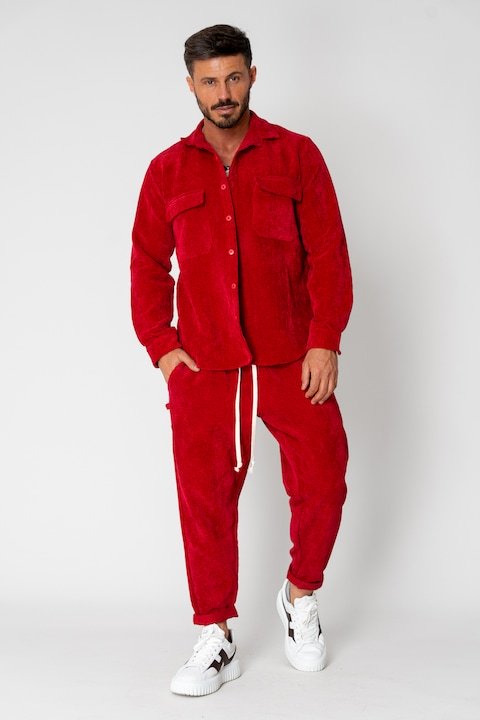 Trening Barbati uFIT - Set Camasa si Pantalon Lung din reiat Dark Red 15248