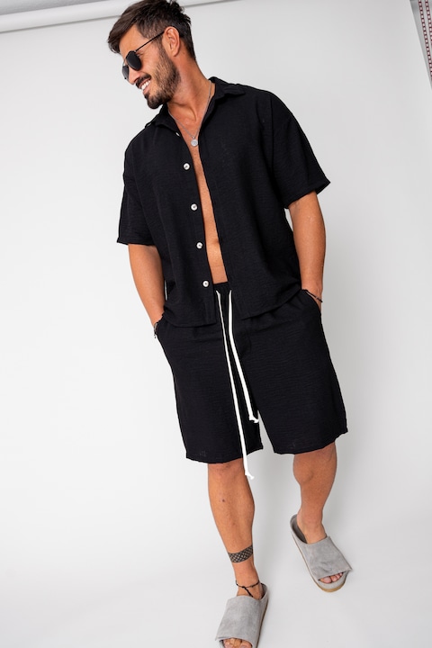Trening Barbati uFIT - Set Rivolo camasa maneca scurta si pantalon scurt Black 16694