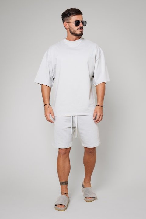Trening Barbati uFIT - Set Thorr tricou huge oversized si pantalon scurt Grey Gri